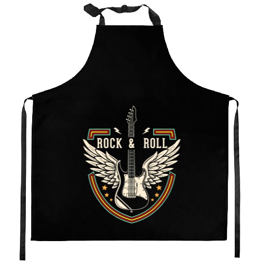 Rock and Roll Music Lover Guitar Wings Kitchen Aprons