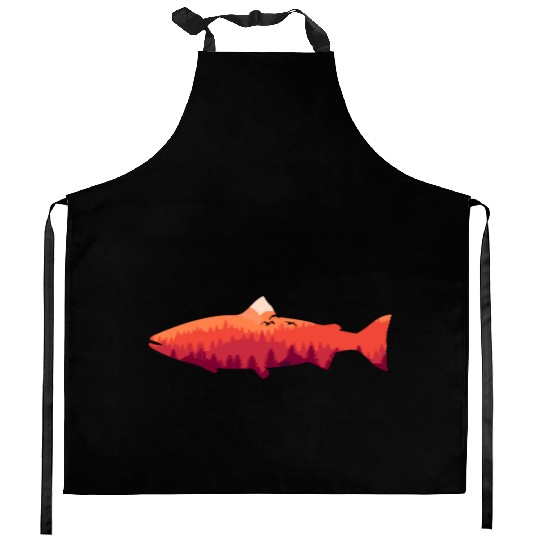 Trout Fly Fishing Nature Outdoor Fisherman Kitchen Aprons