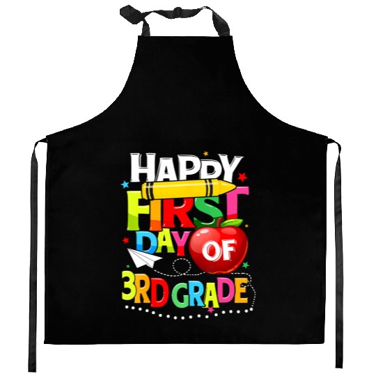 Happy First Day Of 3rd grade teacher team Third Kitchen Aprons