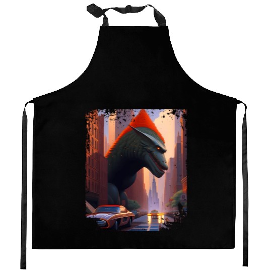 King Of Monsters Takes On City And Muscle Kitchen Aprons