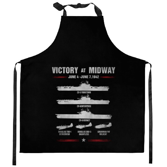 Victory At Midway Battel World War 2 Kitchen Aprons