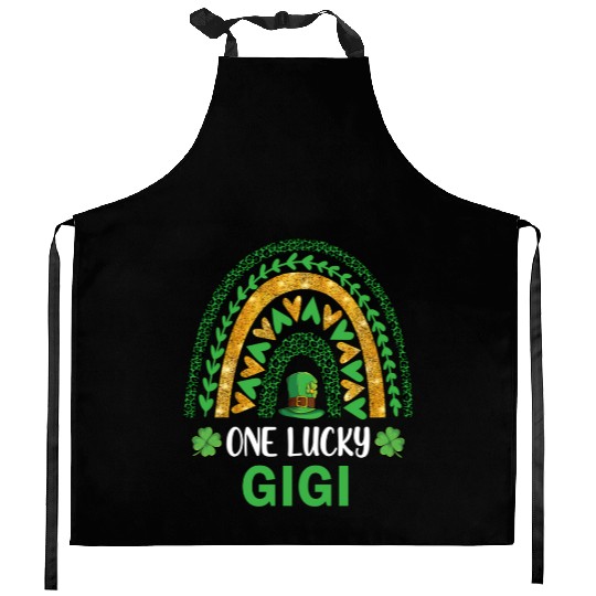 One Lucky Gigi St Patric Day Shamrock Rainbow Kitchen Aprons