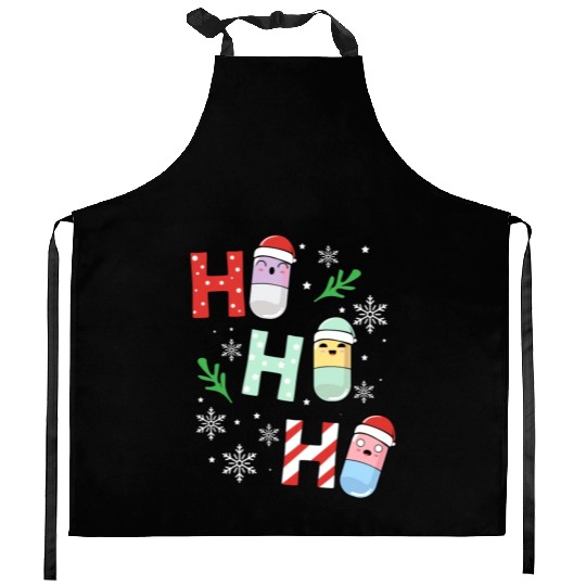 Ho Ho Ho Pills Pharmacist Cute Christmas Lover Kitchen Aprons