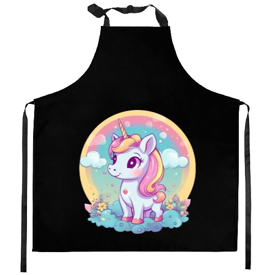 Unicorn Rainbow Sunset Kitchen Aprons