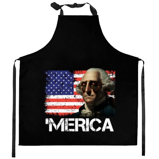 Merica George Washington Independence Day USA Kitchen Aprons