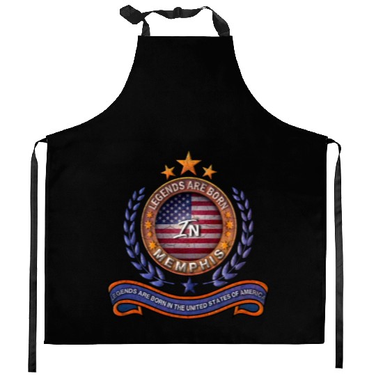 Legends of Memphis Tennessee Retro USA Flag Kitchen Aprons