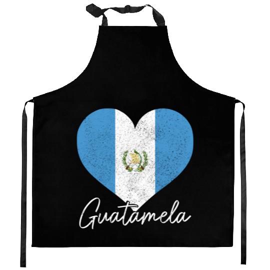 Guatemala Guatemalan Flag Pride Heart Chapina Kitchen Aprons