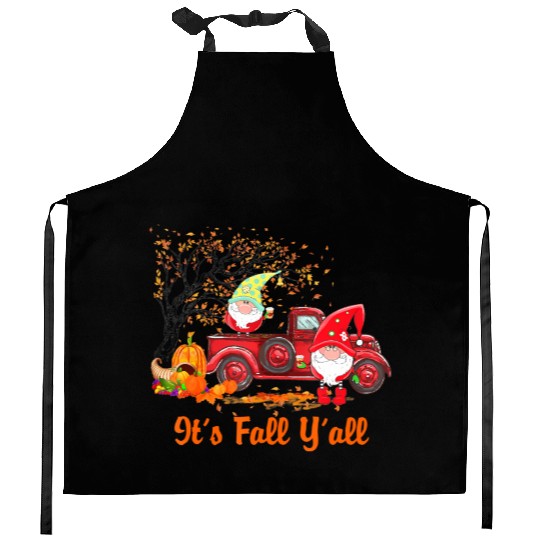 It's Fall Y'all Cute Gnomes Pumpkin Spice Autumn Kitchen Aprons