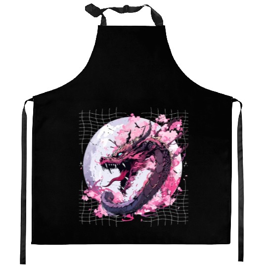 Japanese Dragon Retro Asian Oriental Dragon Cool Kitchen Aprons