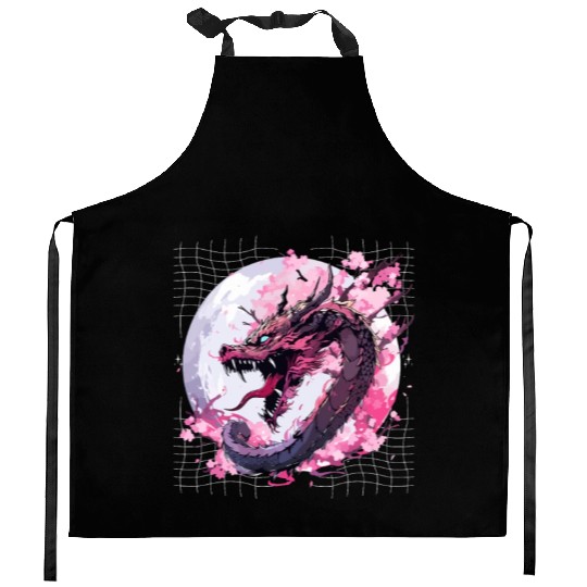 Japanese Dragon Cool Oriental Asian Dragon Humor Kitchen Aprons