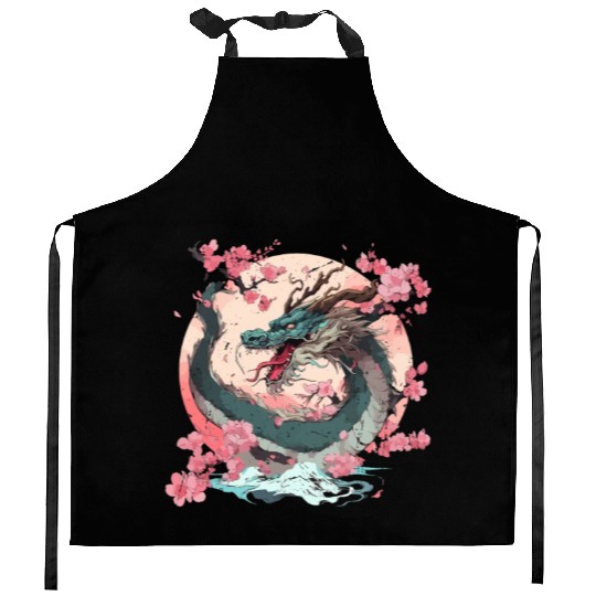 Japanese Dragon Cool Fantasy Chinese Asian Dragon Kitchen Aprons