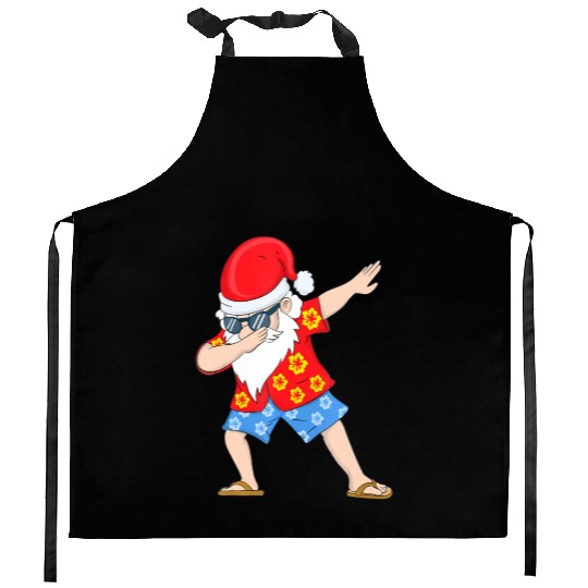 Christmas in July Santa Hawaiian Dabbing Santa Kitchen Aprons