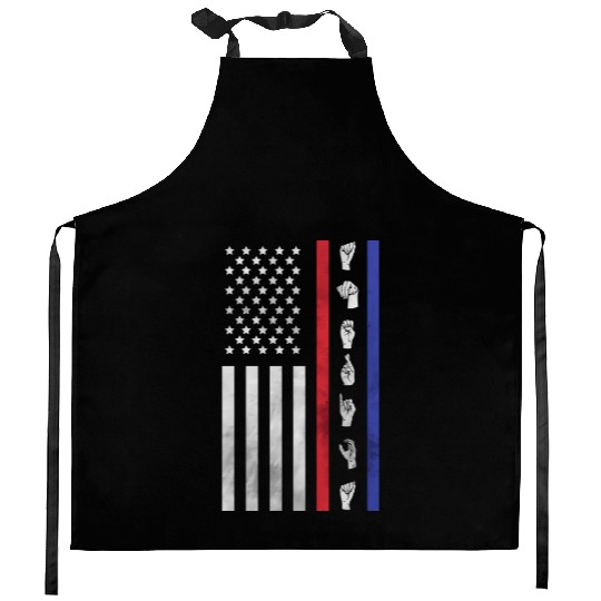 American Flag Asl American Sign Language America U Kitchen Aprons