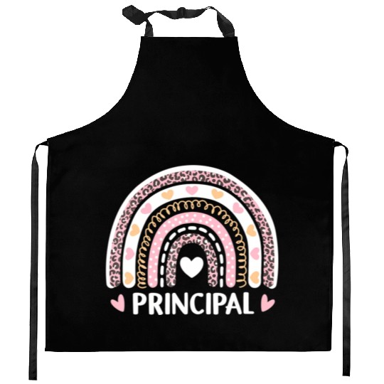 Leopard Rainbow Principal Funny Back To School Kitchen Aprons