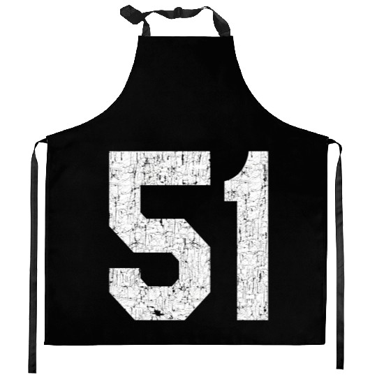 Jersey Uniform Number 51 Athletic Style Sports Kitchen Aprons