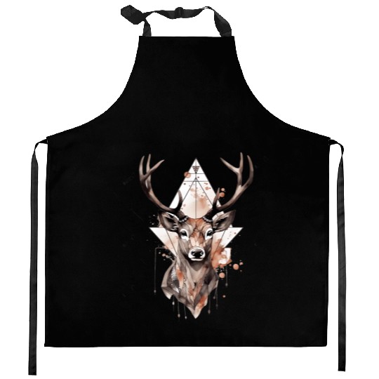 Serenity In Nature Pastel Watercolor Deer Kitchen Aprons