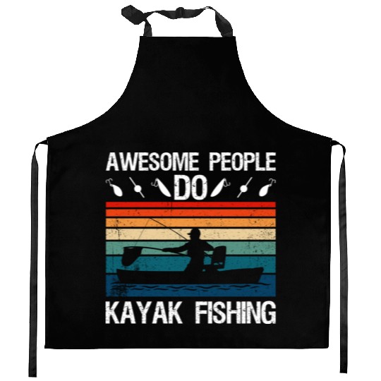 Awesome People Do Kayak Fishing Kitchen Aprons