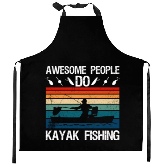 Awesome People Do Kayak Fishing Kitchen Aprons