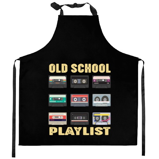 Old School Playlist Retro 80s 90s Music Party Kitchen Aprons