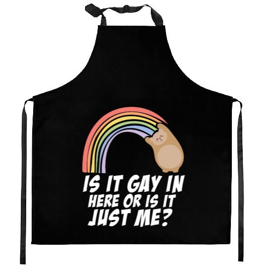 Is It Gay Here LGBTQ Proud Ally Rainbow Gay Pride Kitchen Aprons