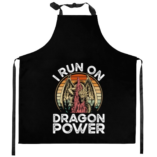 I run on dragon power Kitchen Aprons