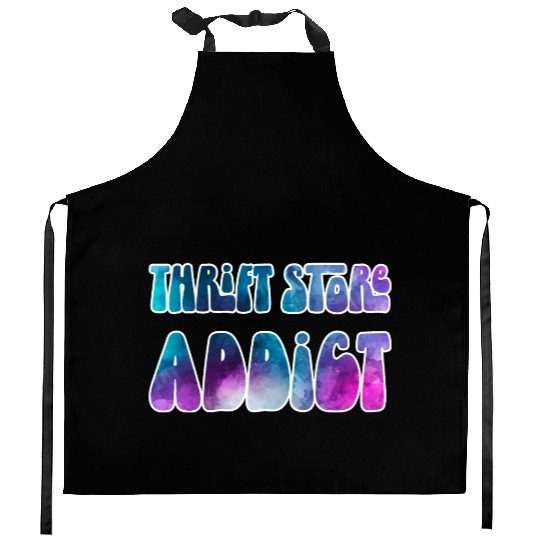 Thrift Store Addict blue purple watercolor Kitchen Aprons