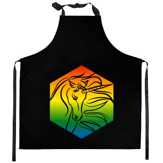 Rainbow Unicorn Silhouette | TTRPG Pride Kitchen Aprons