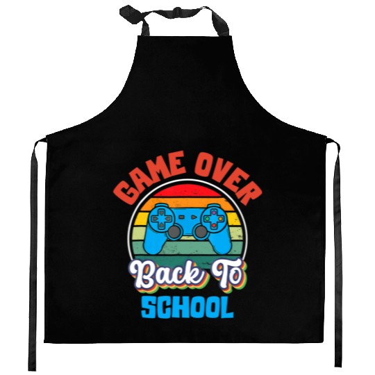 Back to School Funny Game Over Teacher Student Kitchen Aprons