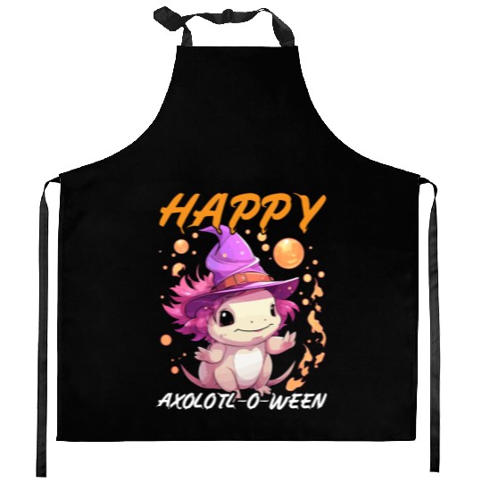 Axolotl Halloween Trick Or Treat Amphibian Axolotl Kitchen Aprons