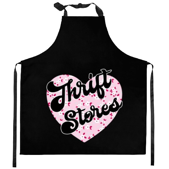 Thrift Stores pink floral heart Kitchen Aprons