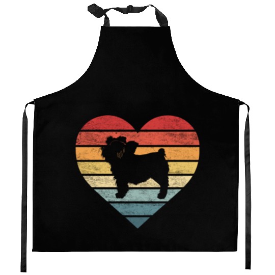 Yorkie Lover Retro Sunset Silhouette Kitchen Aprons