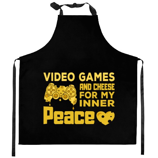 Video Games Gaming Cheese Love Gift Kitchen Aprons