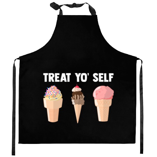 Ice Cream Treat Yo' Self Summertime Sherbet Gelato Kitchen Aprons