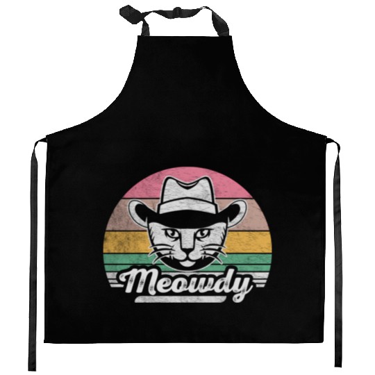 Mashup Between Meow And Howdy Cat Meme Cat Kitchen Aprons