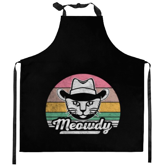 Mashup Between Meow And Howdy Cat Meme Cat Kitchen Aprons