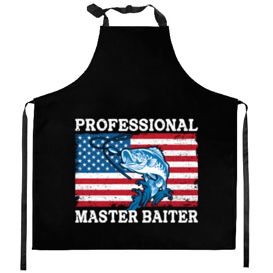 Professional Master Baiter Us American Flag Bass Kitchen Aprons
