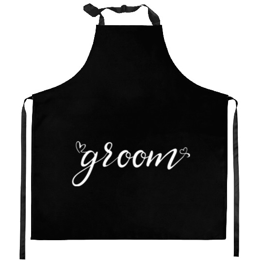 Groom And Bride Wedding Just Married Kitchen Aprons