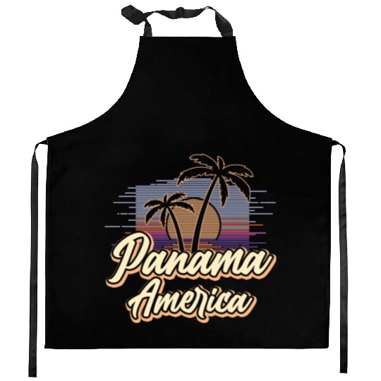 Panama Vintage Sunset Panamanian Wildness Kitchen Aprons