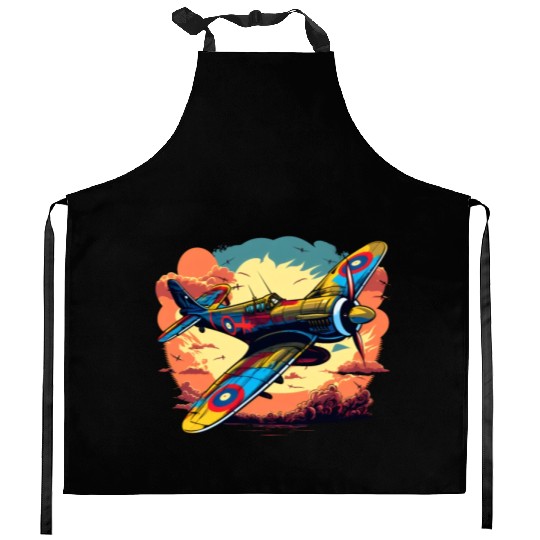Spitfire Airplane Vintage Pilot Aviator Military Kitchen Aprons