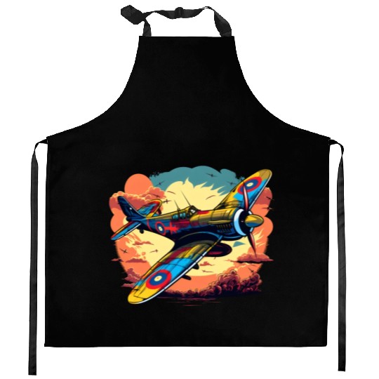 Spitfire Airplane Vintage Pilot Aviator Military Kitchen Aprons