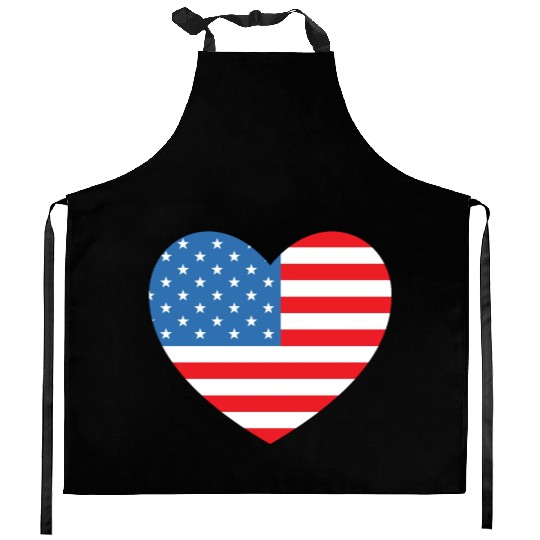 American Flag Love Heart Kitchen Aprons
