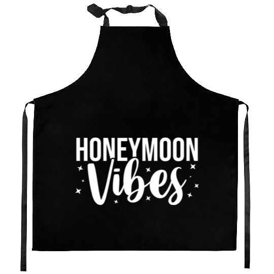 Bride Groom Vacation Newlywed Trip Honeymoon Vibes Kitchen Aprons