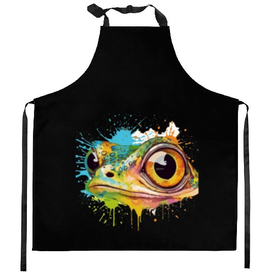 Colorful Leap - Watercolor Style Frog Art Kitchen Aprons