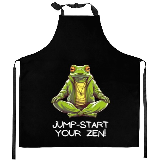 Yoga Meditation Jump-start your zen Frog Kitchen Aprons