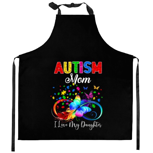 Butterfly Autism Mom I Love My Daughter Support Au Kitchen Aprons