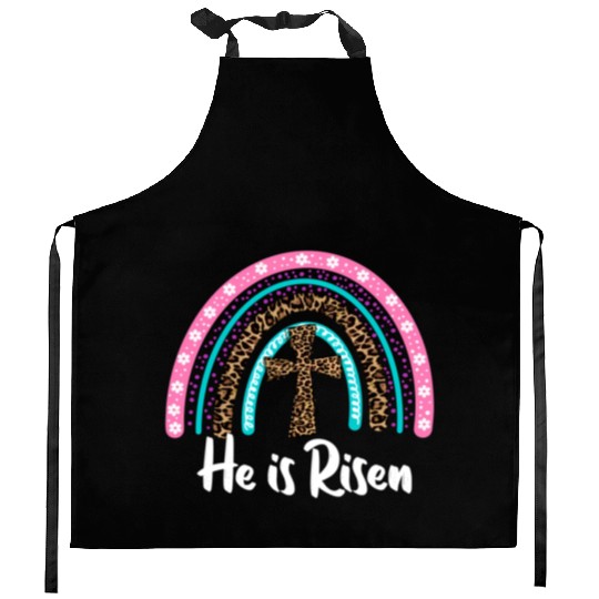 Easter For Christian N Mom He Is Risen Leopard Kitchen Aprons