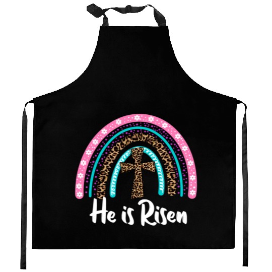 Easter For Christian N Mom He Is Risen Leopard Kitchen Aprons