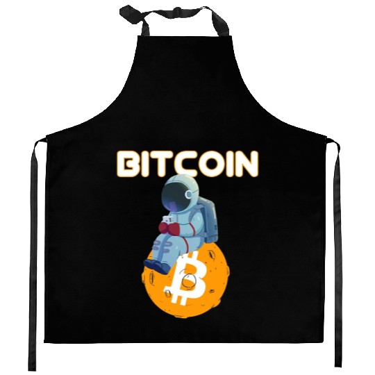 Bitcoin Coin-Crypto Astronaut IN THE MOON Kitchen Aprons