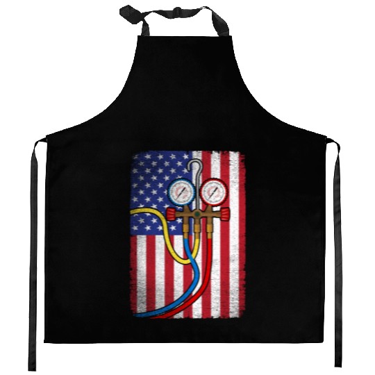 Patriotic HVAC Technician American Flag HVAC Tech Kitchen Aprons