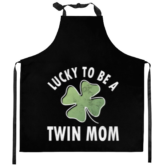 Lucky To Be A Twin Mom Saint Patric Day Kitchen Aprons